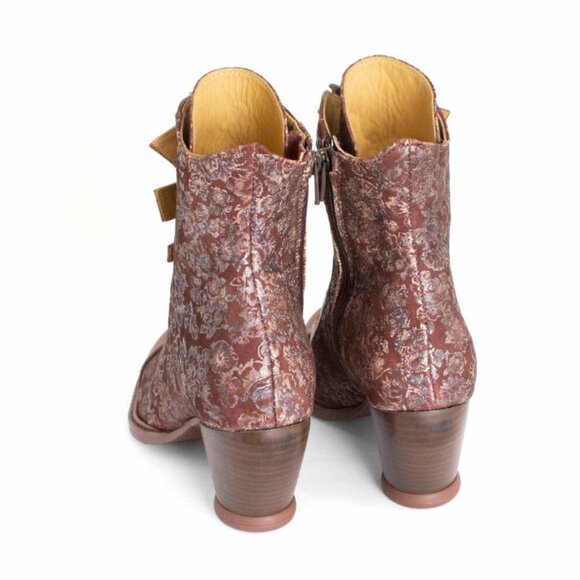 NWOT - East End Lakewood John Fluevog Buckled Ankle Boots Brown Floral- size 8 - Picture 3 of 8